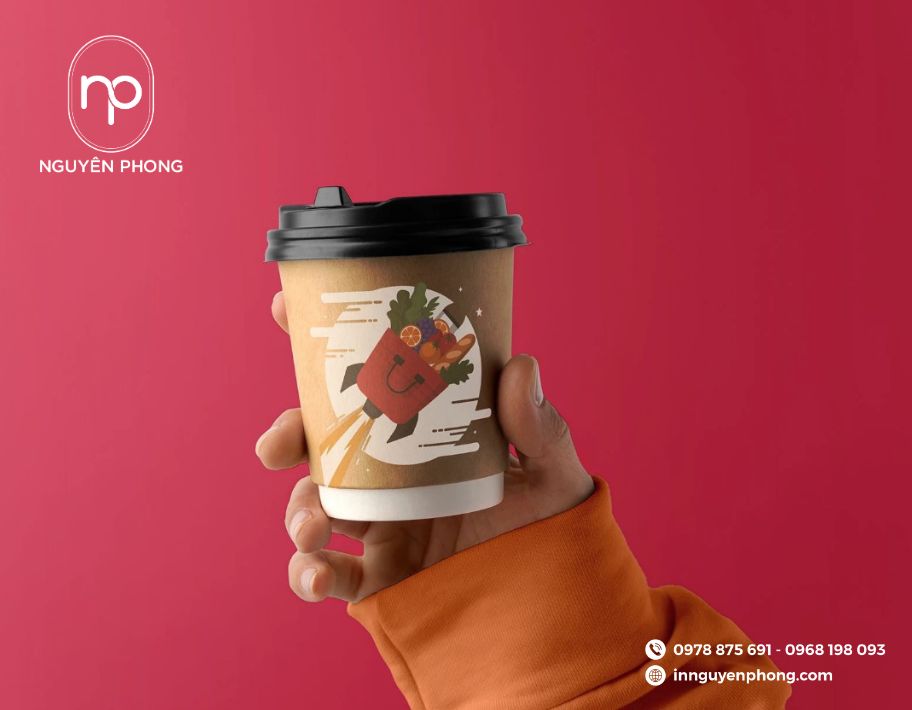 Mẫu thiết kế logo tạp hóa trên cốc giấy